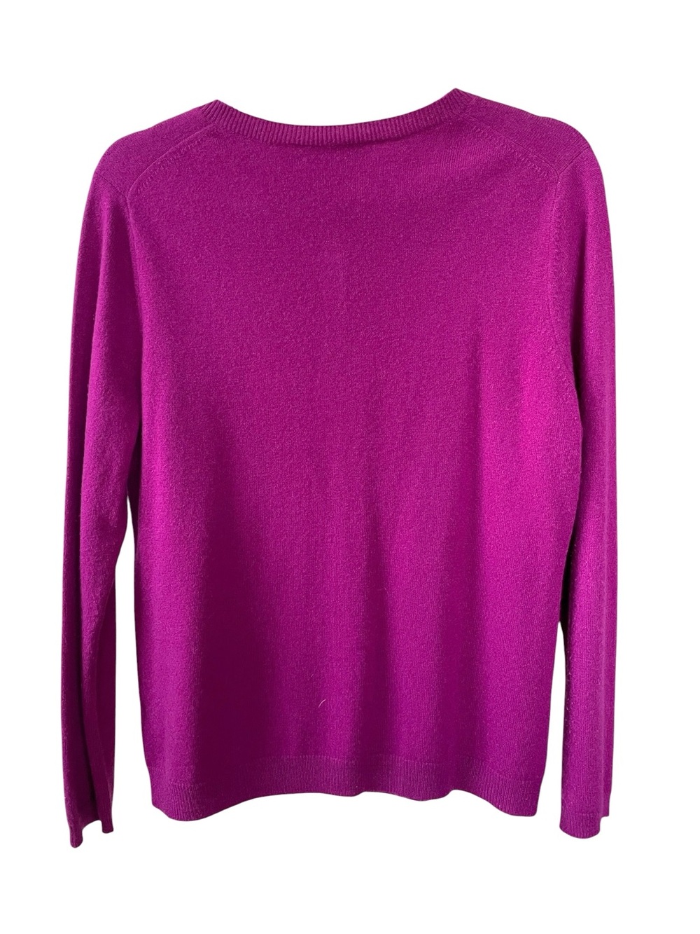 HOLT RENFREW Cashmere Crewneck Button Cardigan Sweater Magenta Purple L - Picture 4 of 8